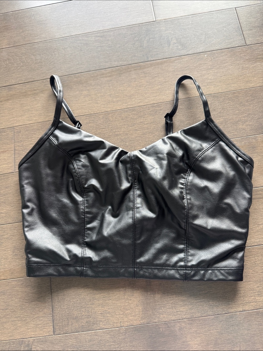 aerie Black Faux Leather Cami
